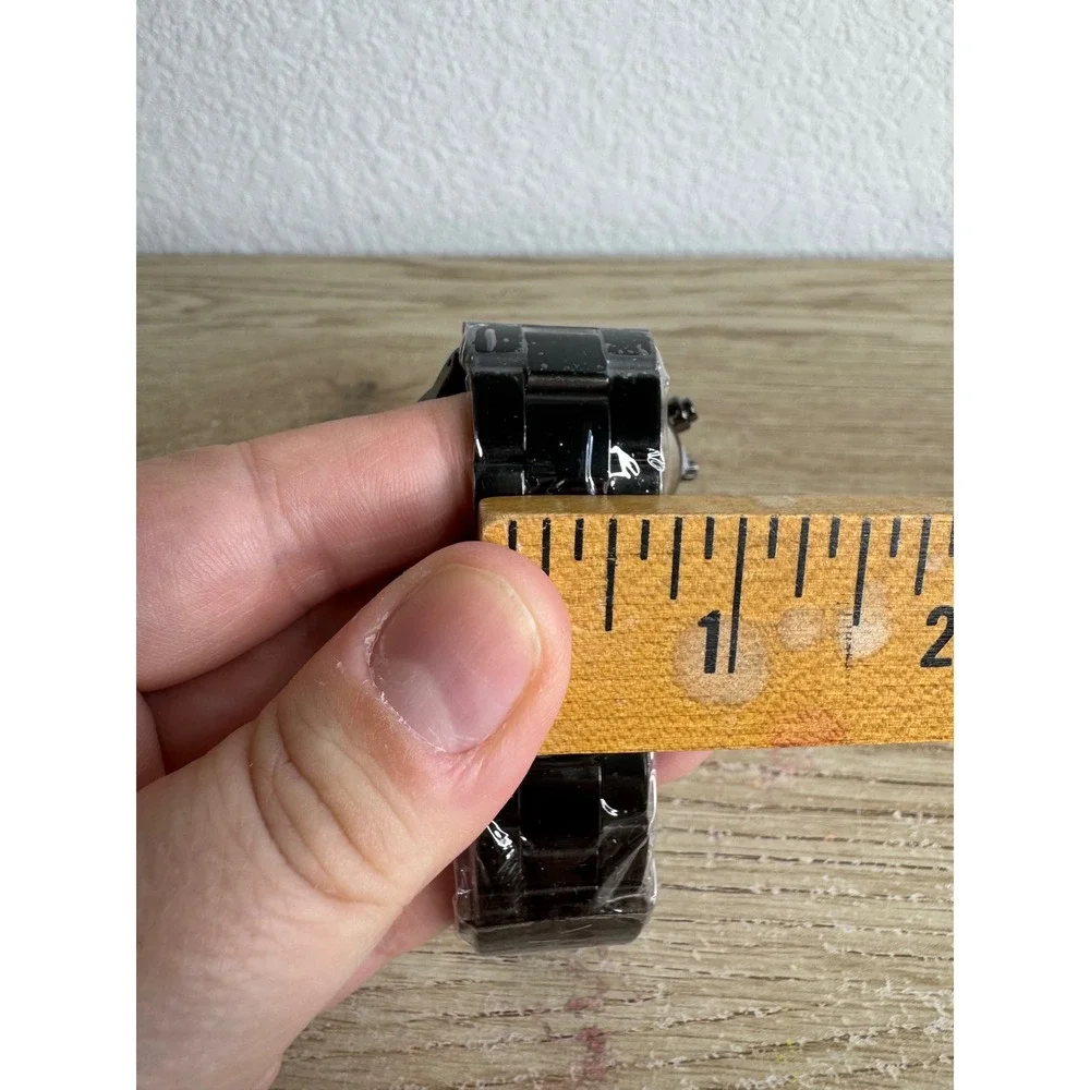 Grim Reaper Gothic Black Metal Link Bracelet Watch Analog Quartz